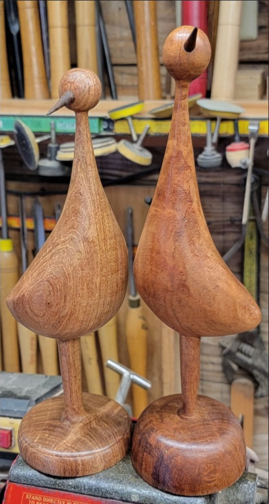 two off-center turned birds.