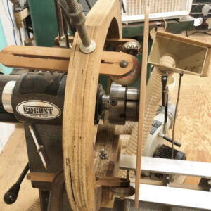 Steady rest for plate, side view