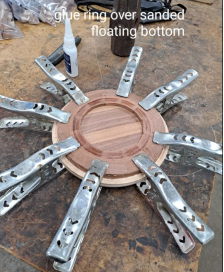 Glue ring over sanded finished bottom