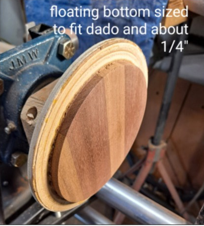 Floating bottom sized to fit dado