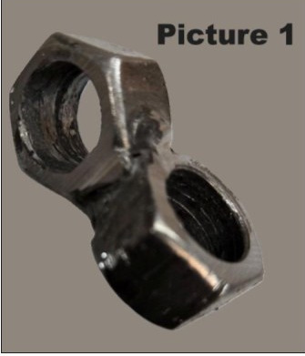 Weld the dethreaded hex nuts together with the nuts at 90 degrees to each other