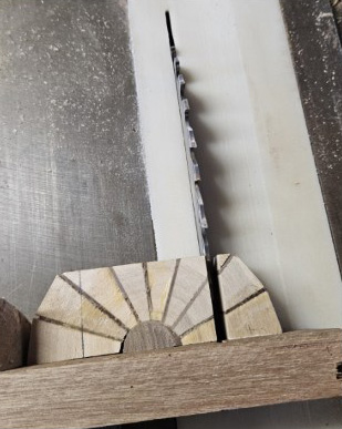 Sun rise pieces being cut to shape.